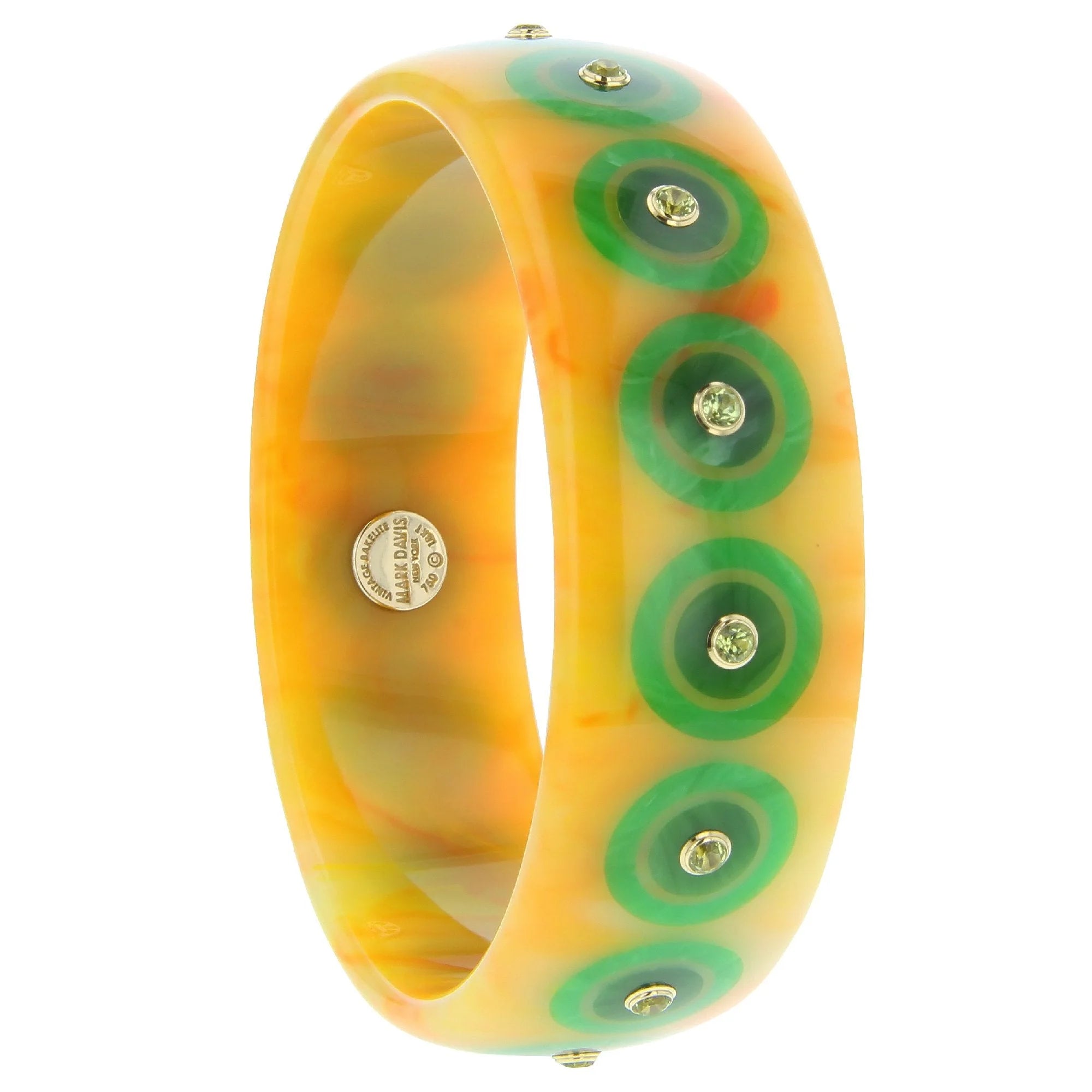 Aimee Bangle | Sunny yellow bangle with inlay and stones.