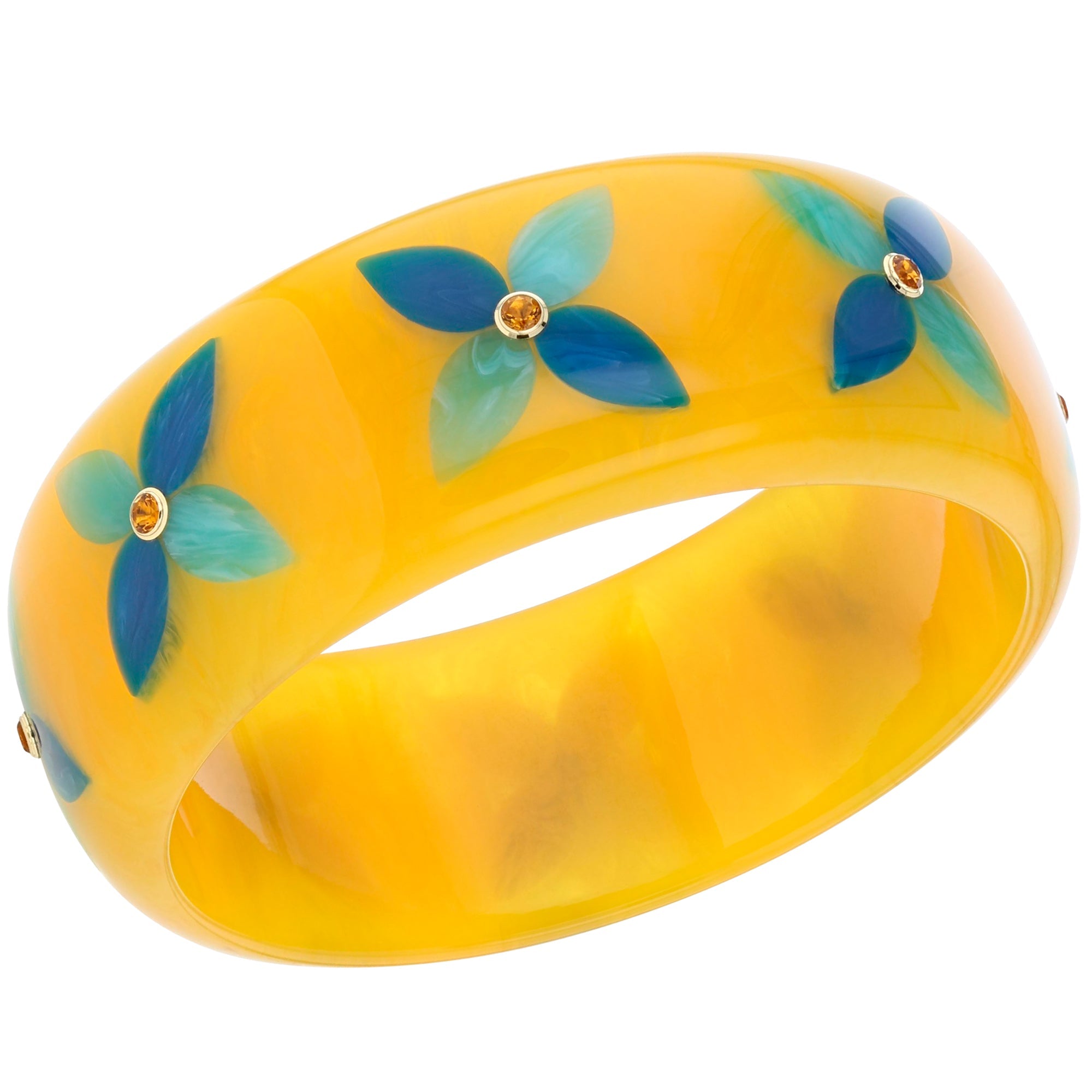 Alyssa Bangle | Bakelite With Inlay And Stones.