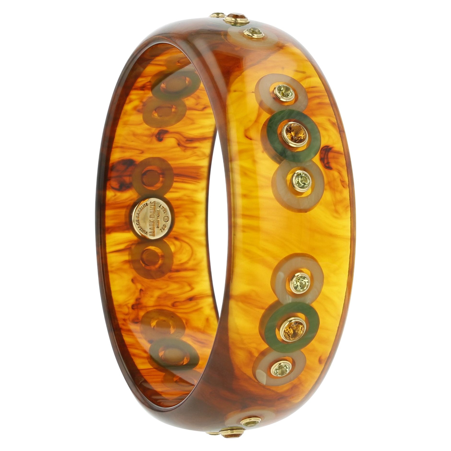 Amelia Bangle | Tortoiseshell color bangle with inlay and stones