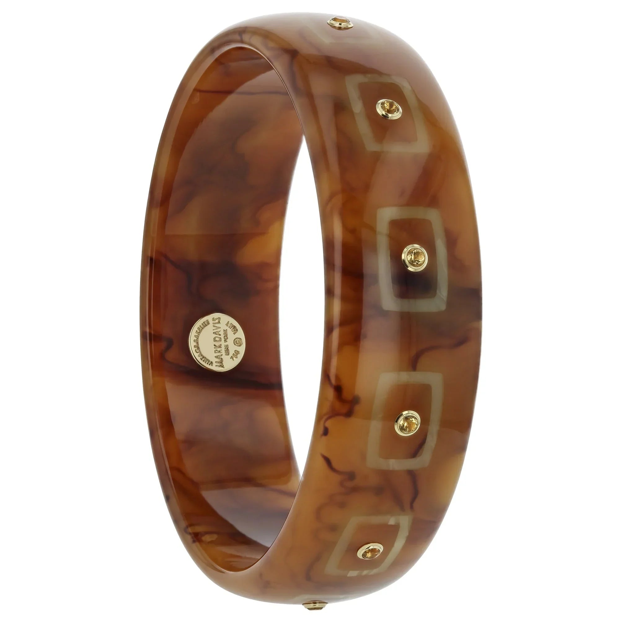 Aria Bangle | Neutral Piece Bakelite with Inlay and Stones.