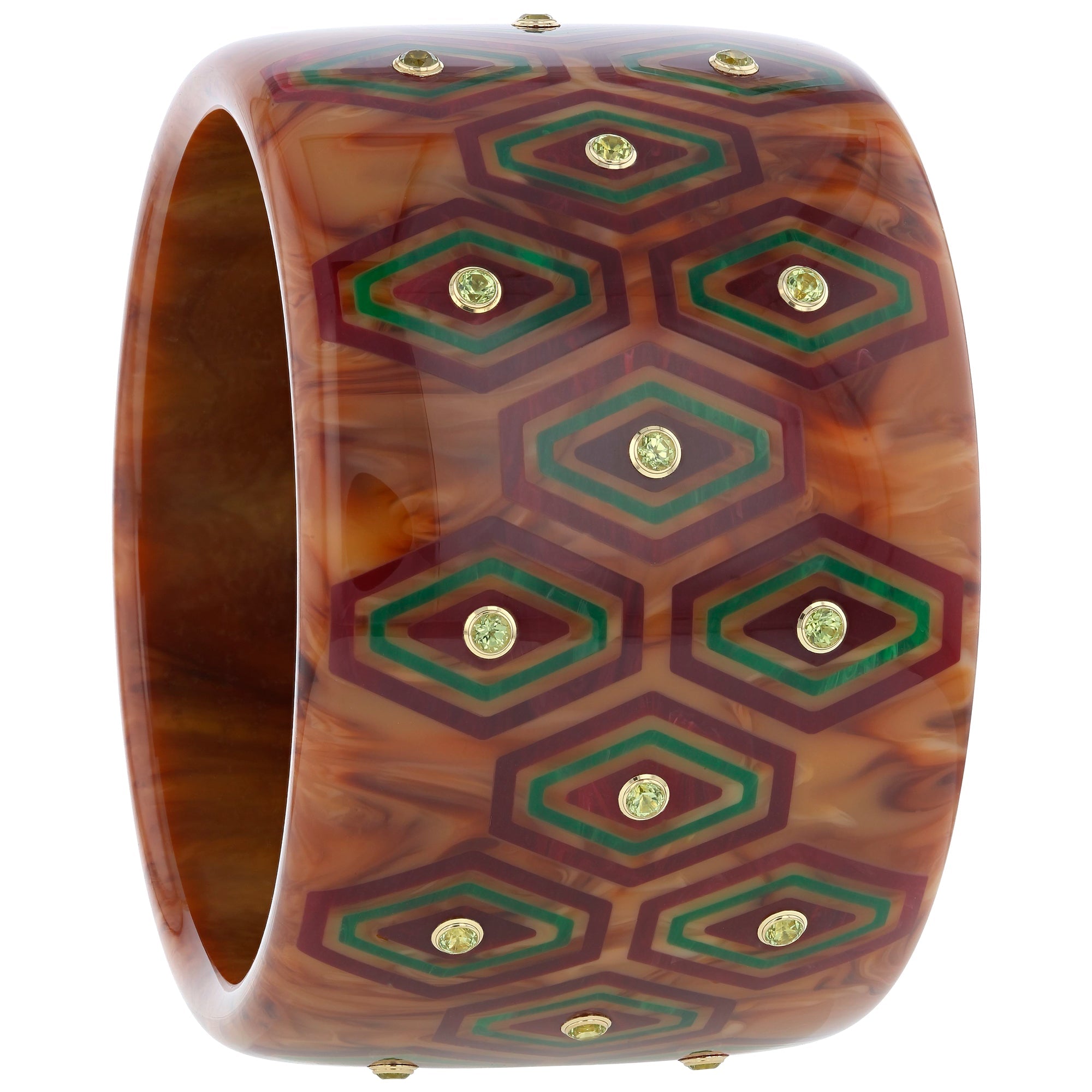 Brady Iii Bangle | Bakelite With Inlay And Stones.