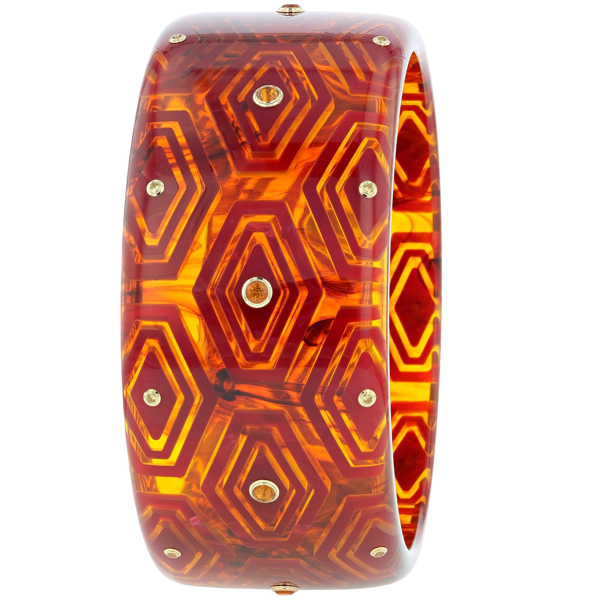 Brady Iii Bangle | Bakelite With Inlay And Stones.