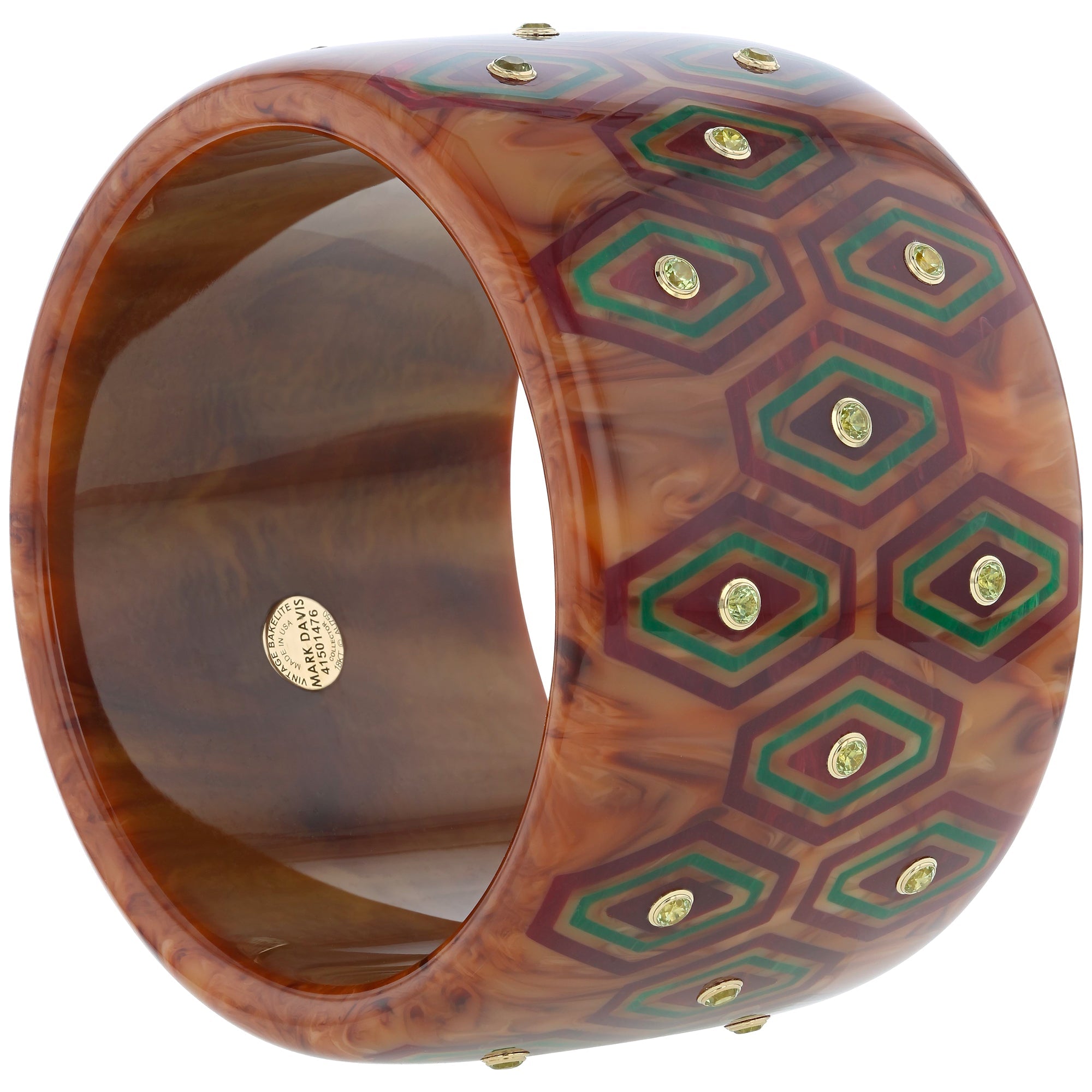 Brady III Bangle | Chic bakelite bangle with inlay and stones.