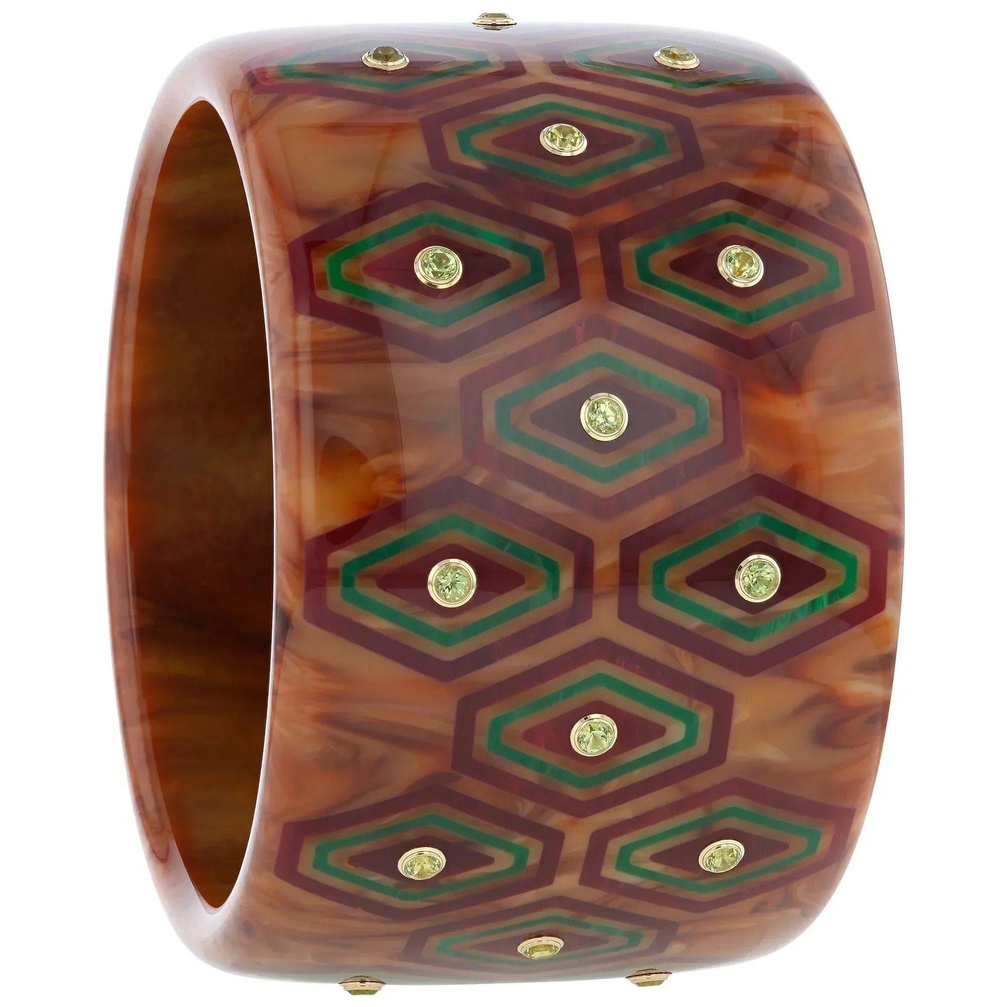 Brady III Bangle | Chic bakelite with inlay and stones.