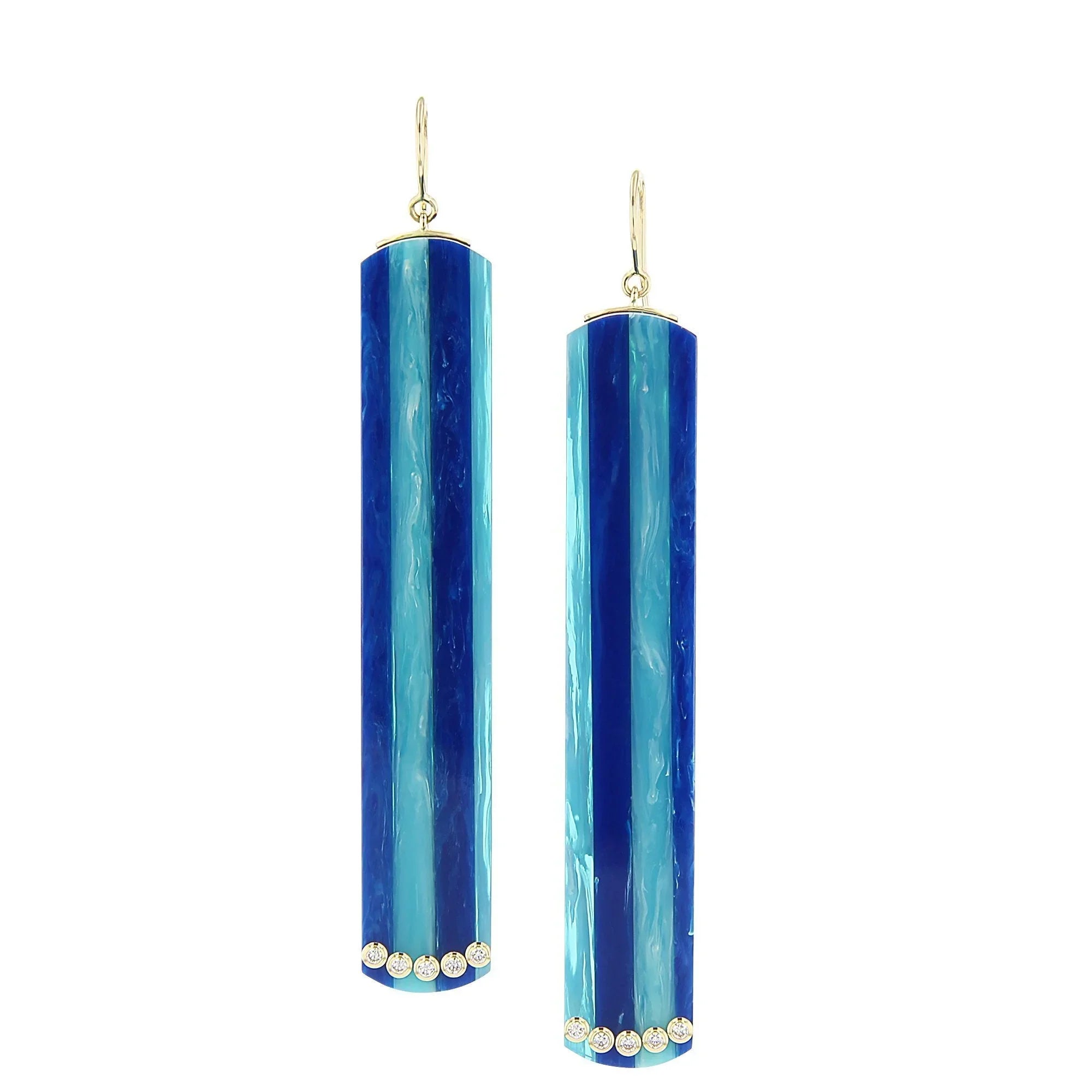 Cameron Earring | Long rectangular bakelite drop earrings with stones.