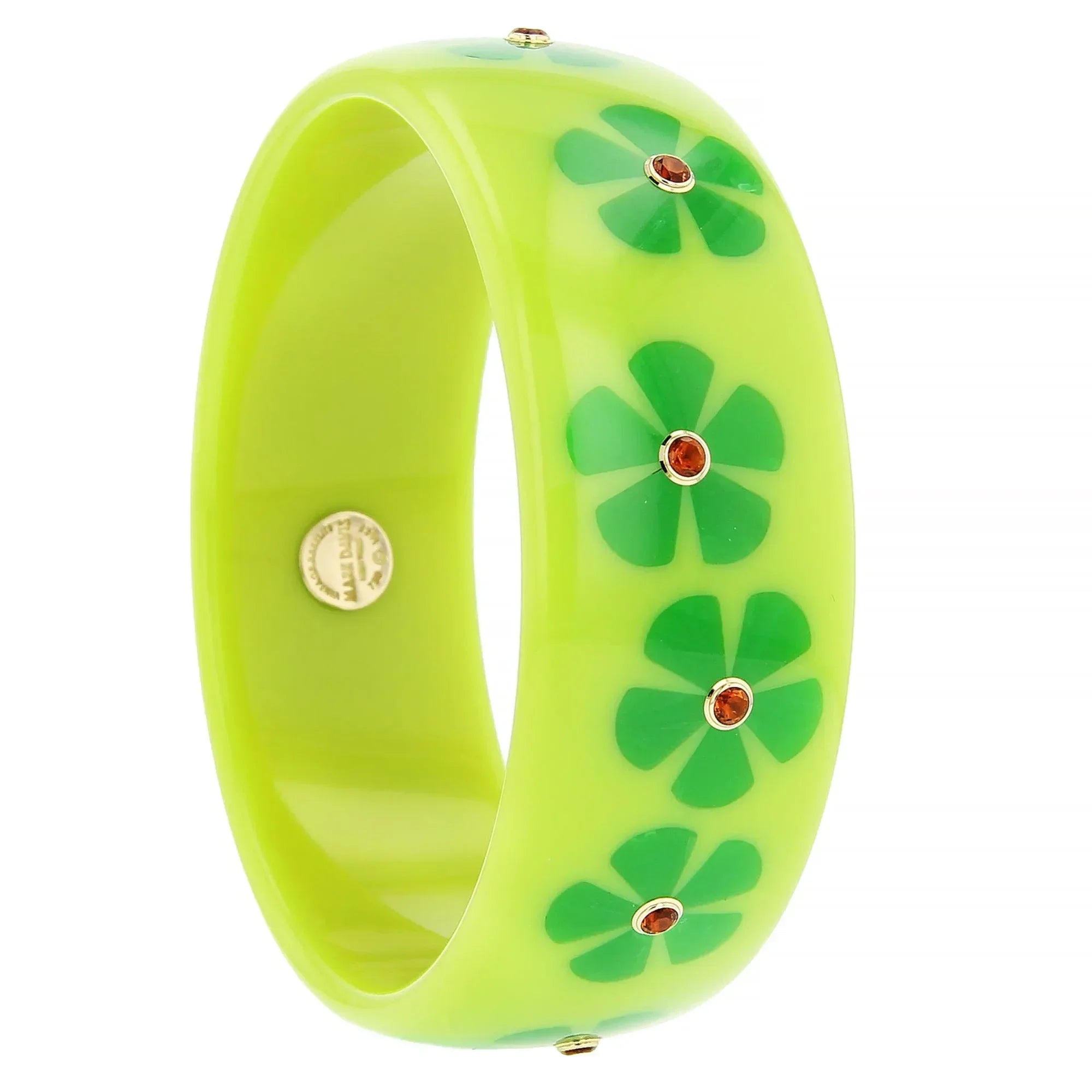 Camille Bangle | Charming bakelite with inlay and stones.