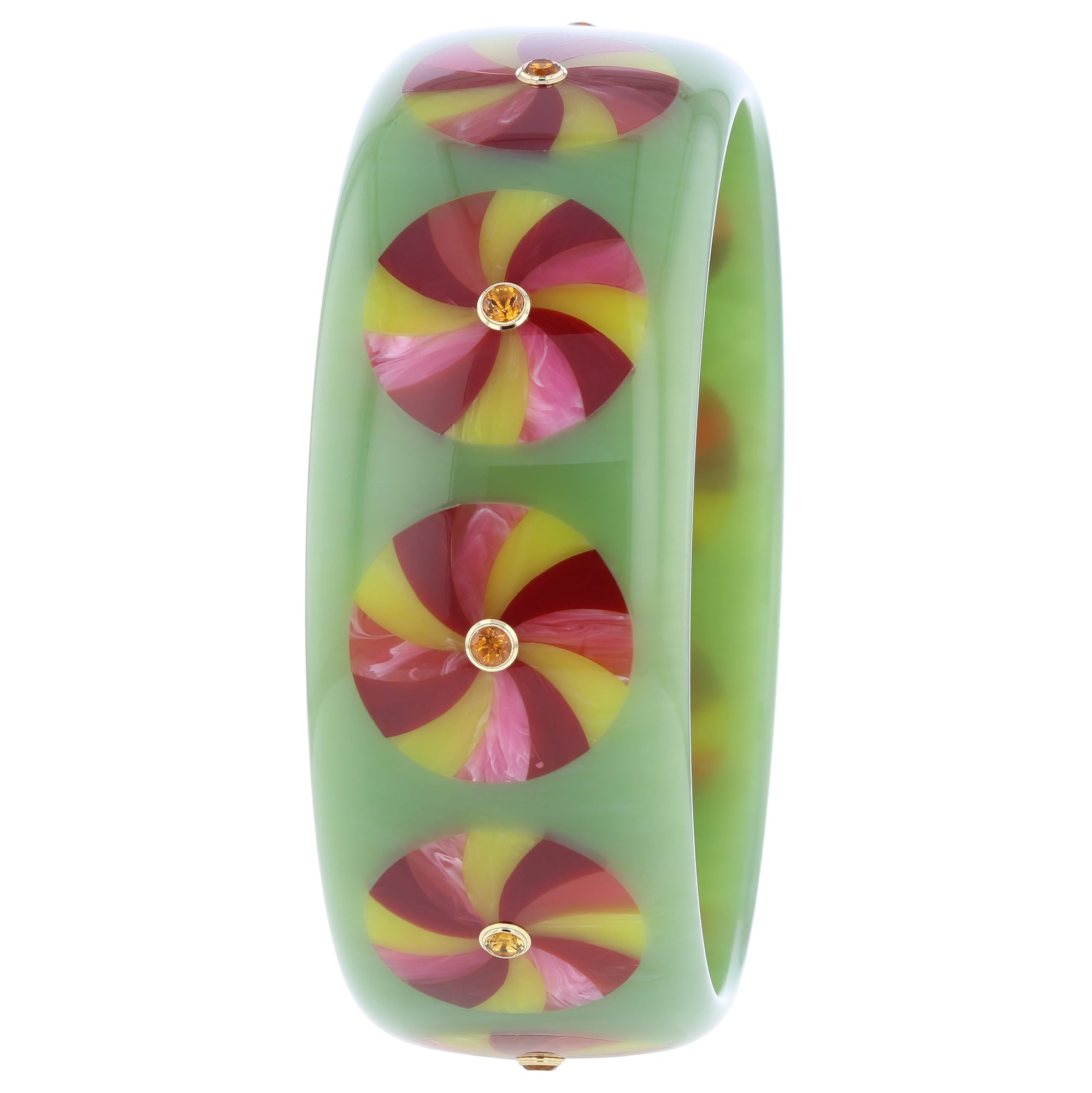 Candace Bangle | Bakelite With Inlay And Stones.