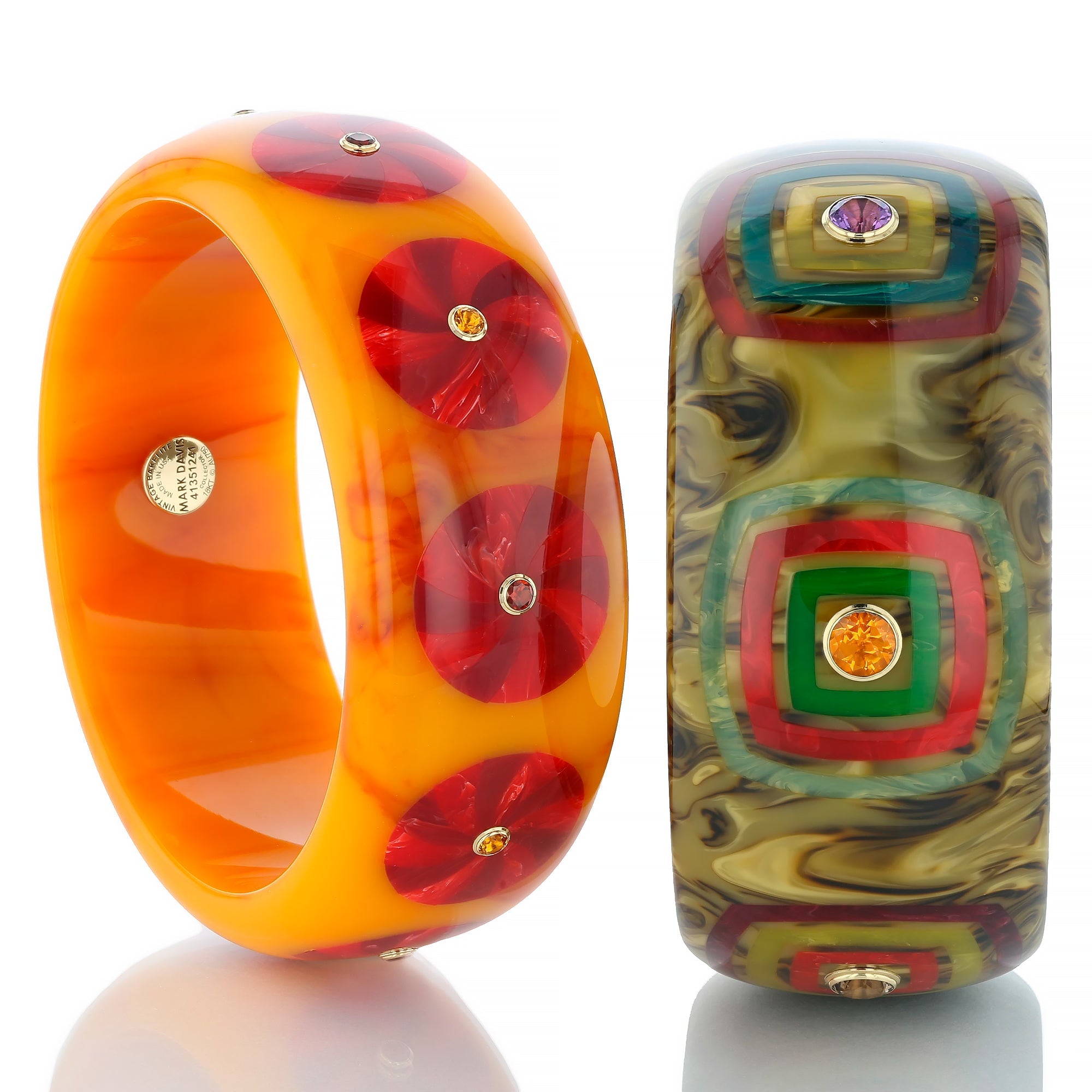 Candace Bangle | Bakelite With Inlay And Stones.