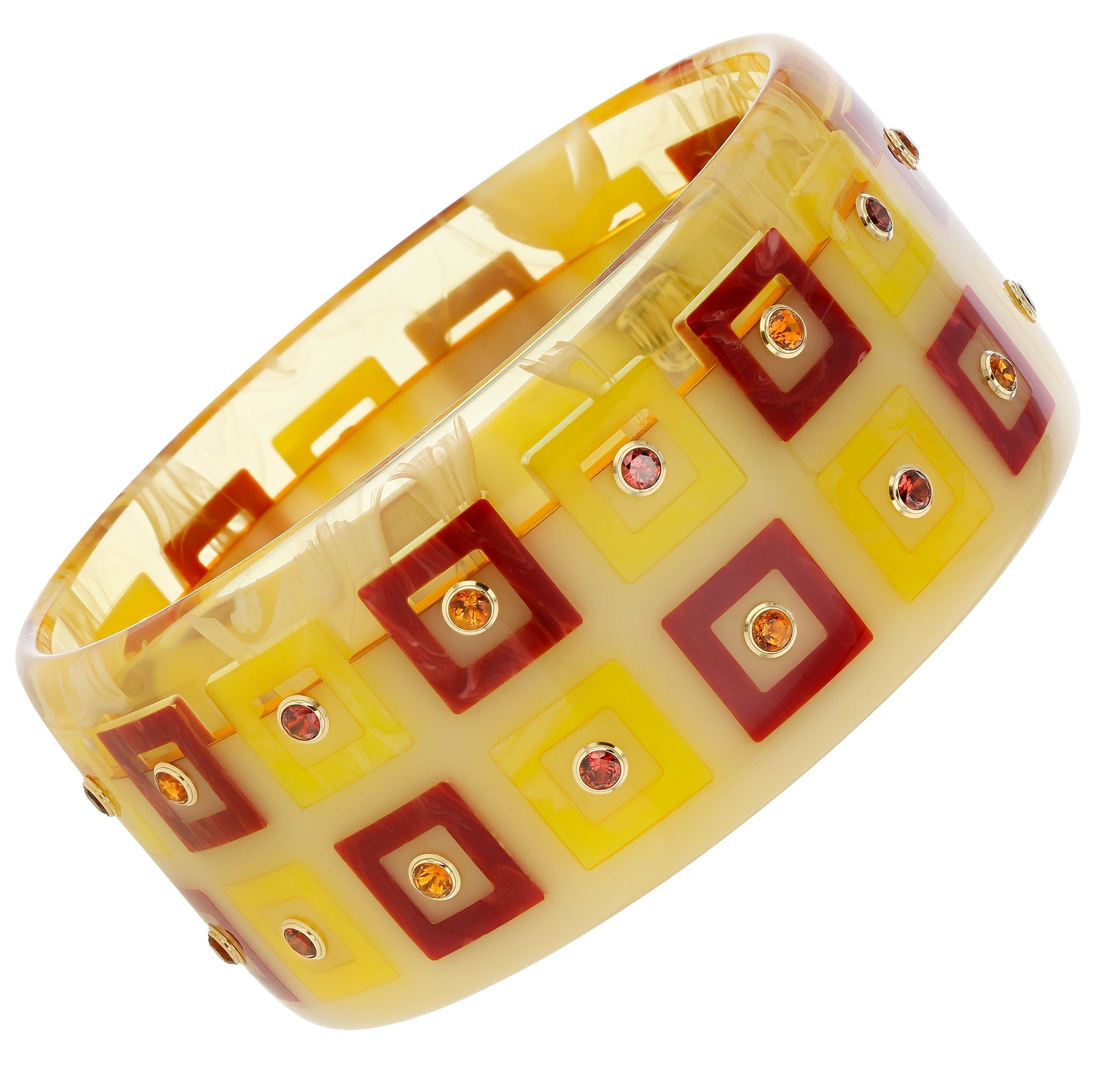 Danielle Ii Bangle | Bakelite With Inlay And Stones.