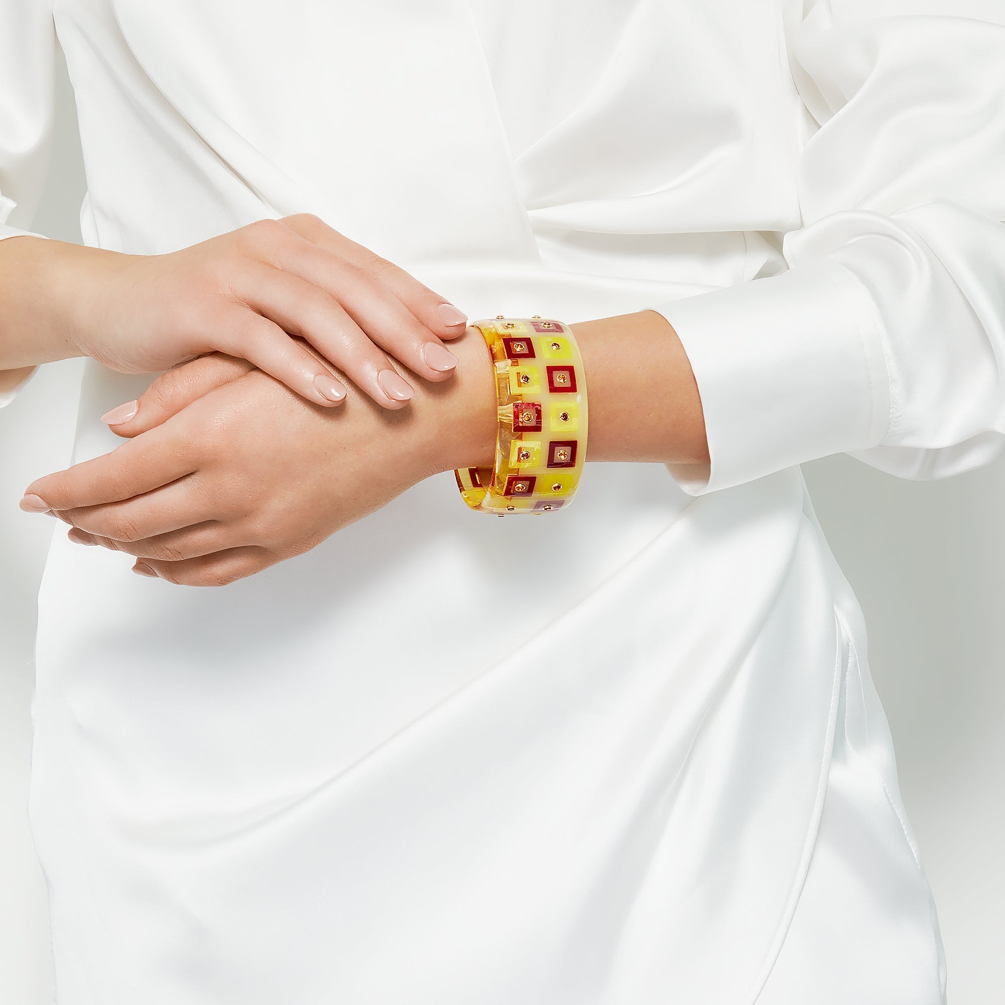 Danielle Ii Bangle | Bakelite With Inlay And Stones.