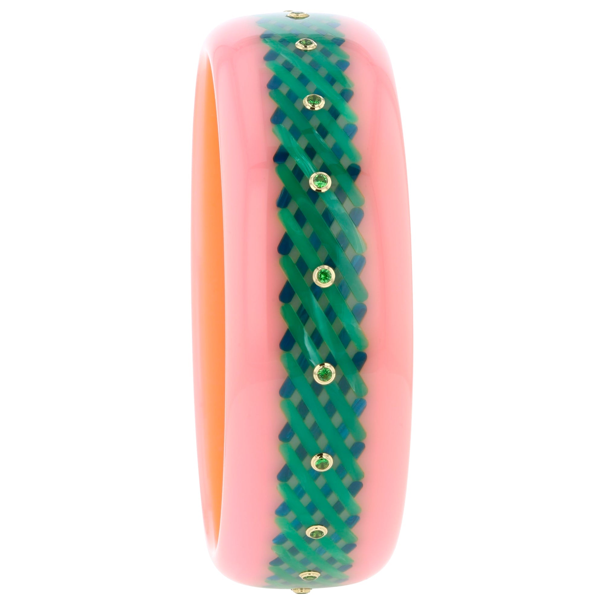 Elise Bangle | Bakelite With Inlay And Stones.