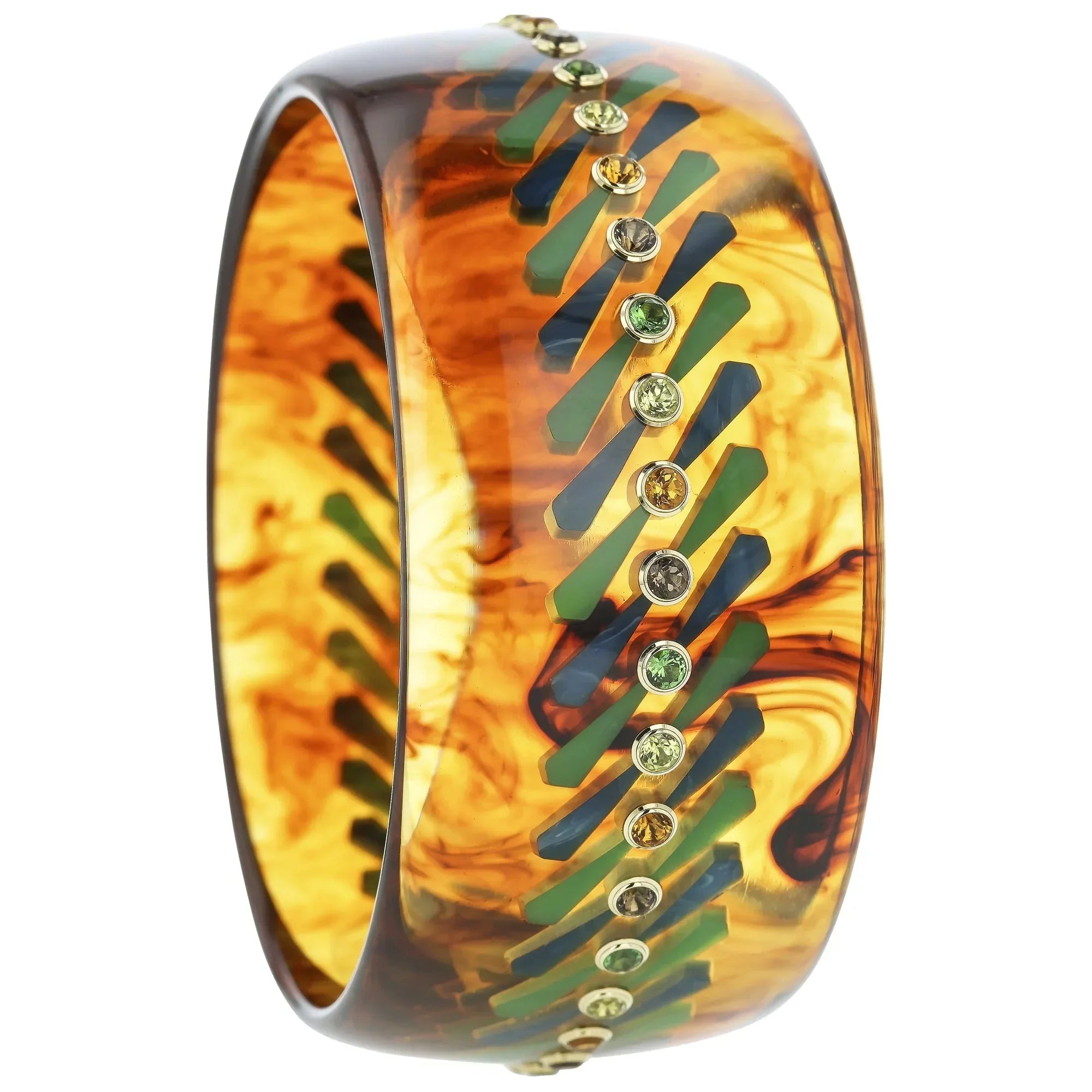 Gracie Bangle | Gorgeous bakelite bangle with inlay and stones.