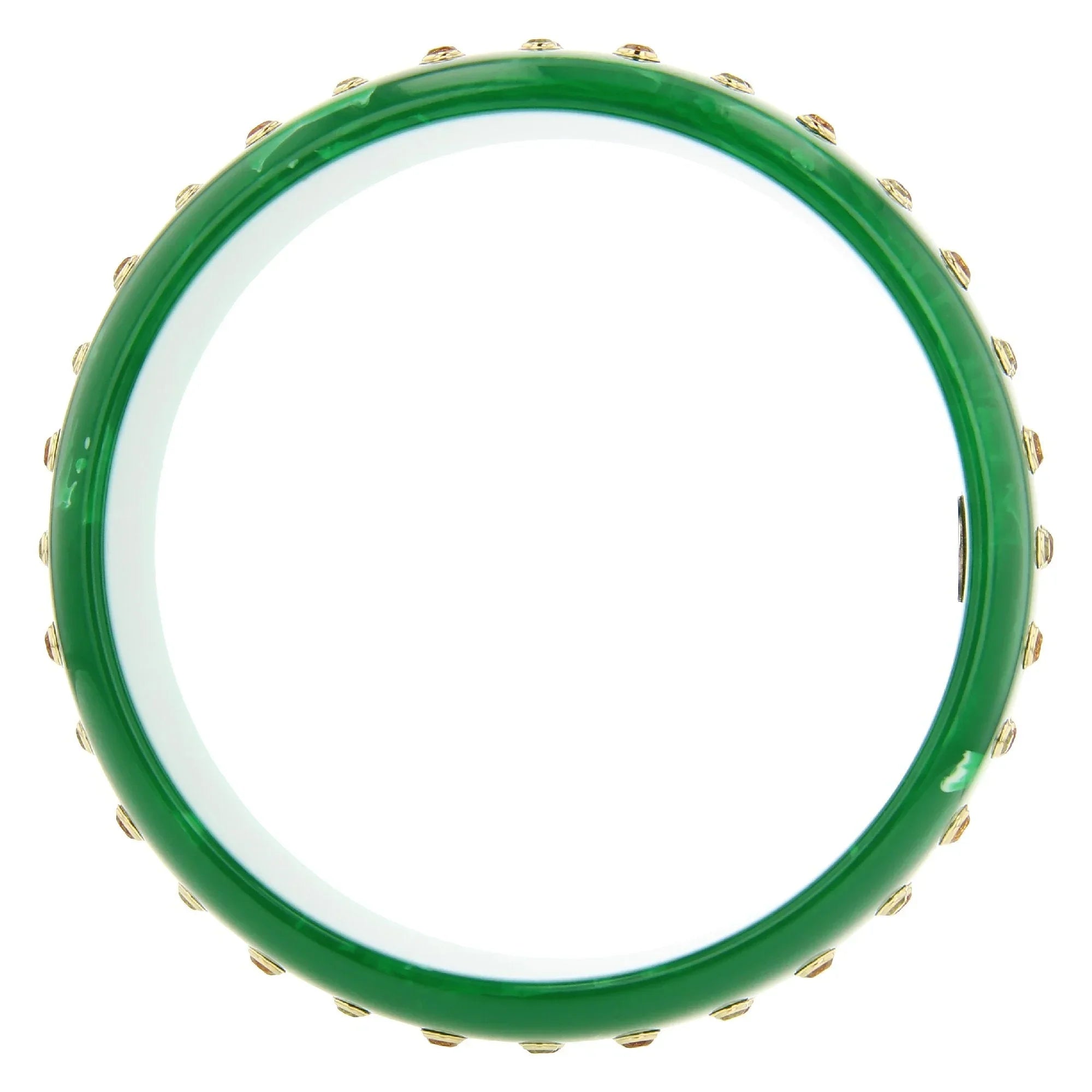 Iris III Bangle | Emerald green bakelite bangle with stones.