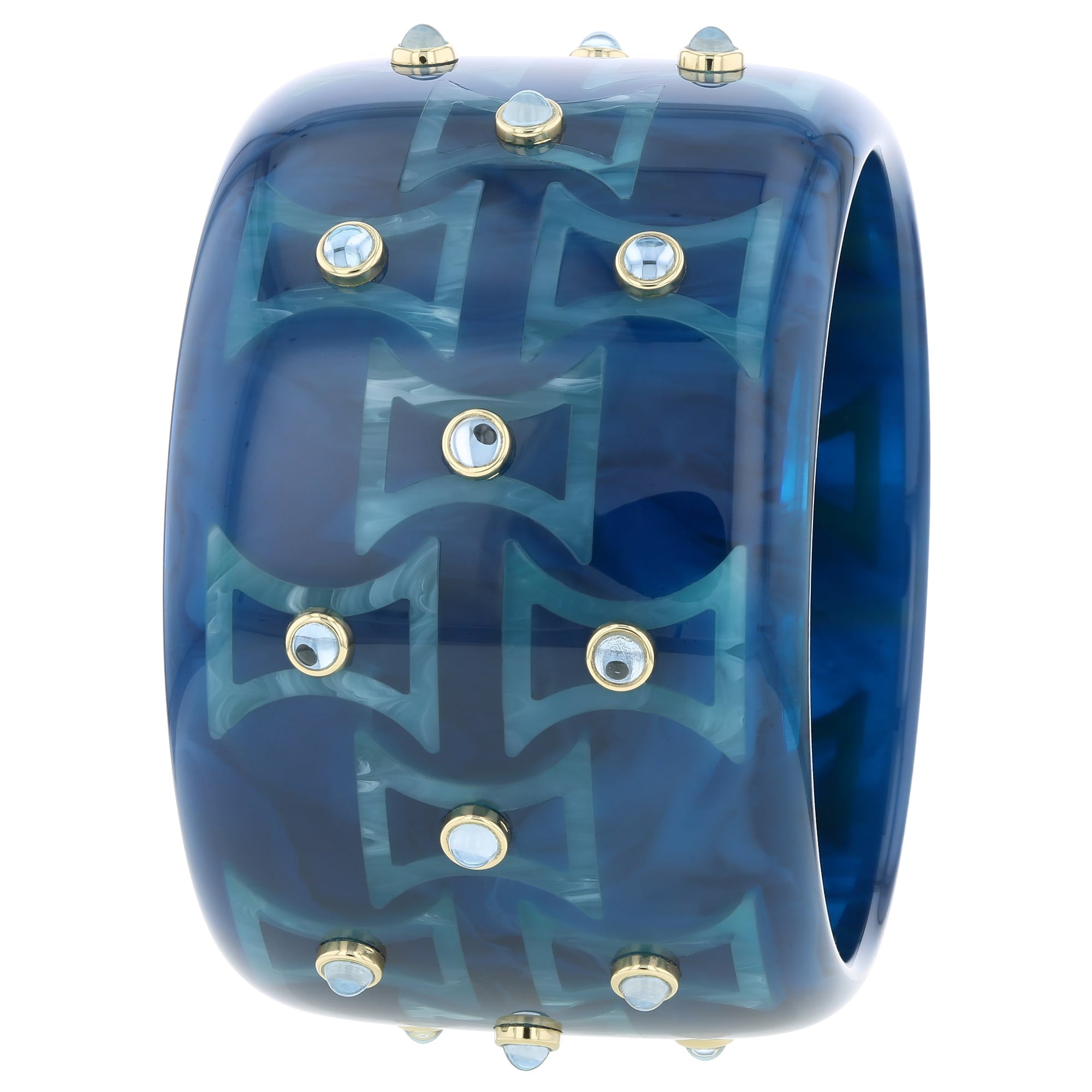 Kara III Bangle | Bakelite With Inlay And Blue Topaz Stones.