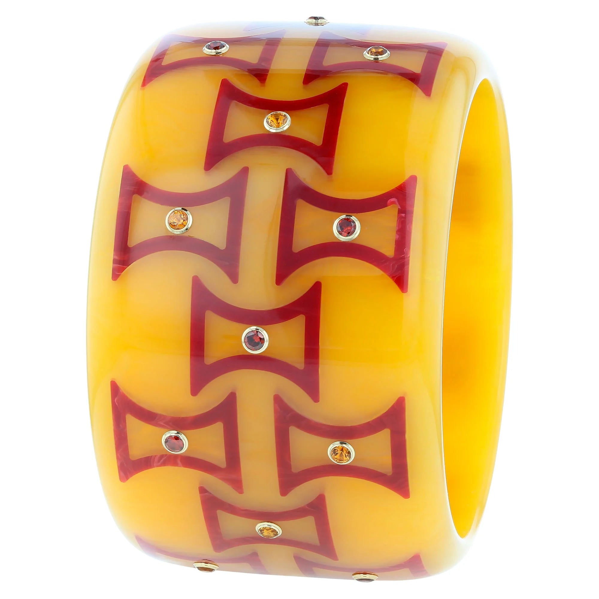 Kara III Bangle | Bakelite with inlay and lively citrine stones.