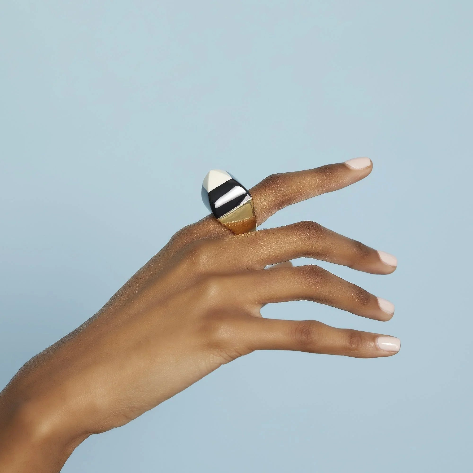 Kendall Ring | High contrast bakelite ring with a gold band.