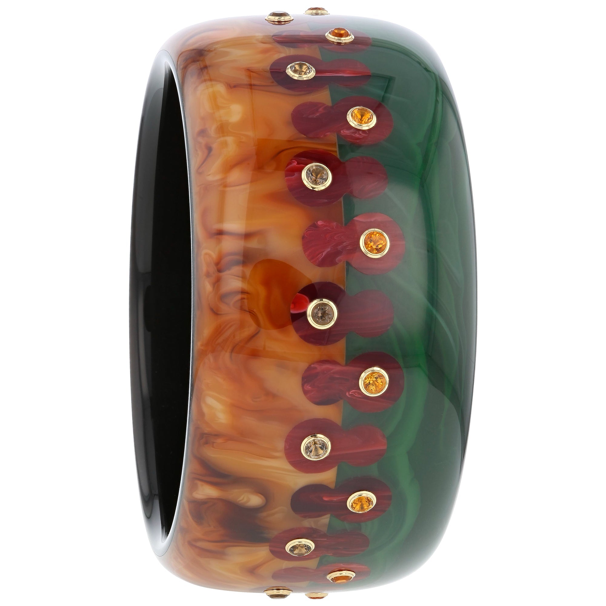 Kenny Bangle | Bakelite With Inlay And Stones.