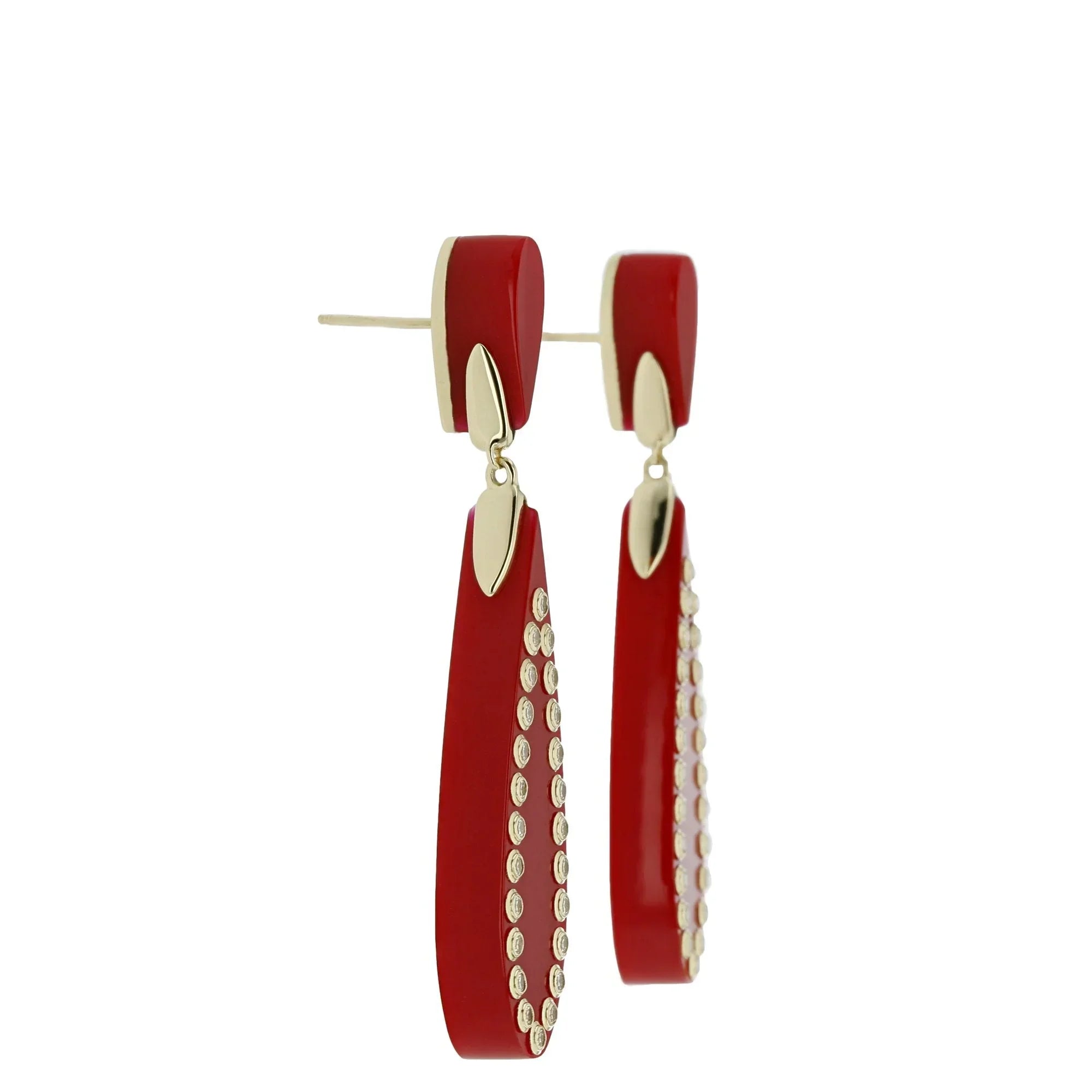 Lexi Earring | Bakelite drop earrings with white sapphire stones.