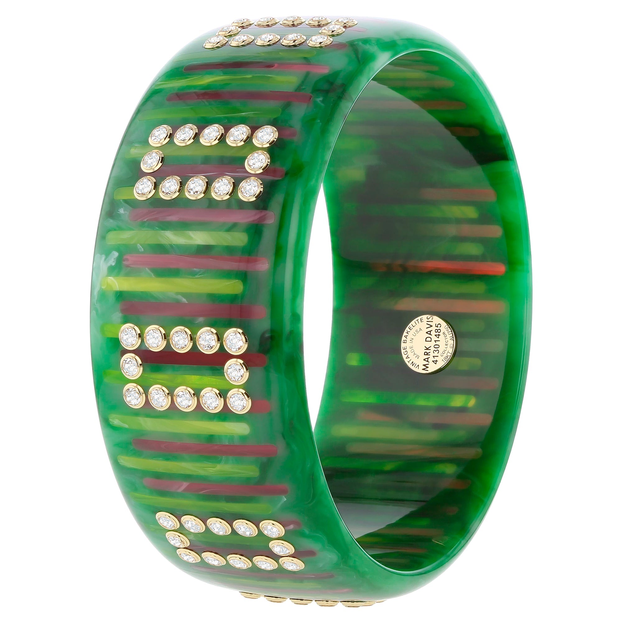 Liza Remi Bangle | Bakelite bangle with inlay and stones, gemstone frames.