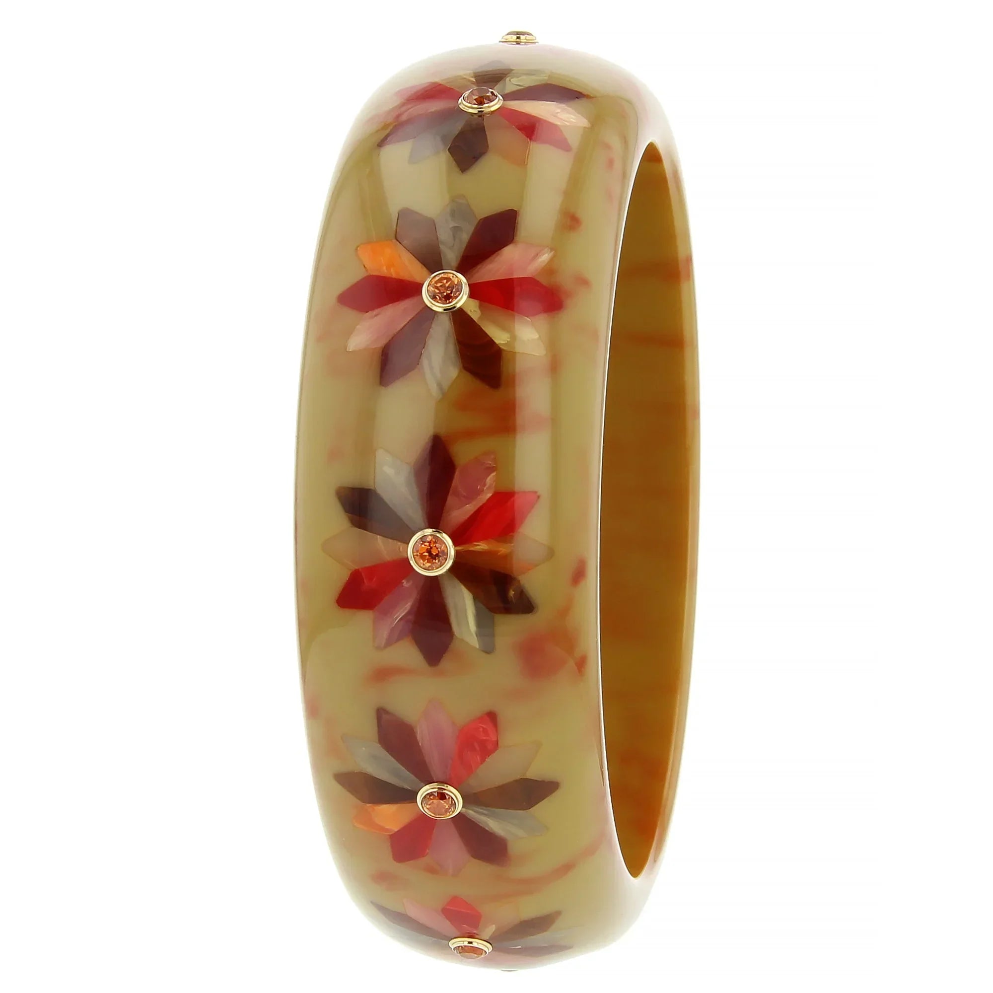 Maren Bangle | Bakelite bangle with inlaid blossoms and stones.