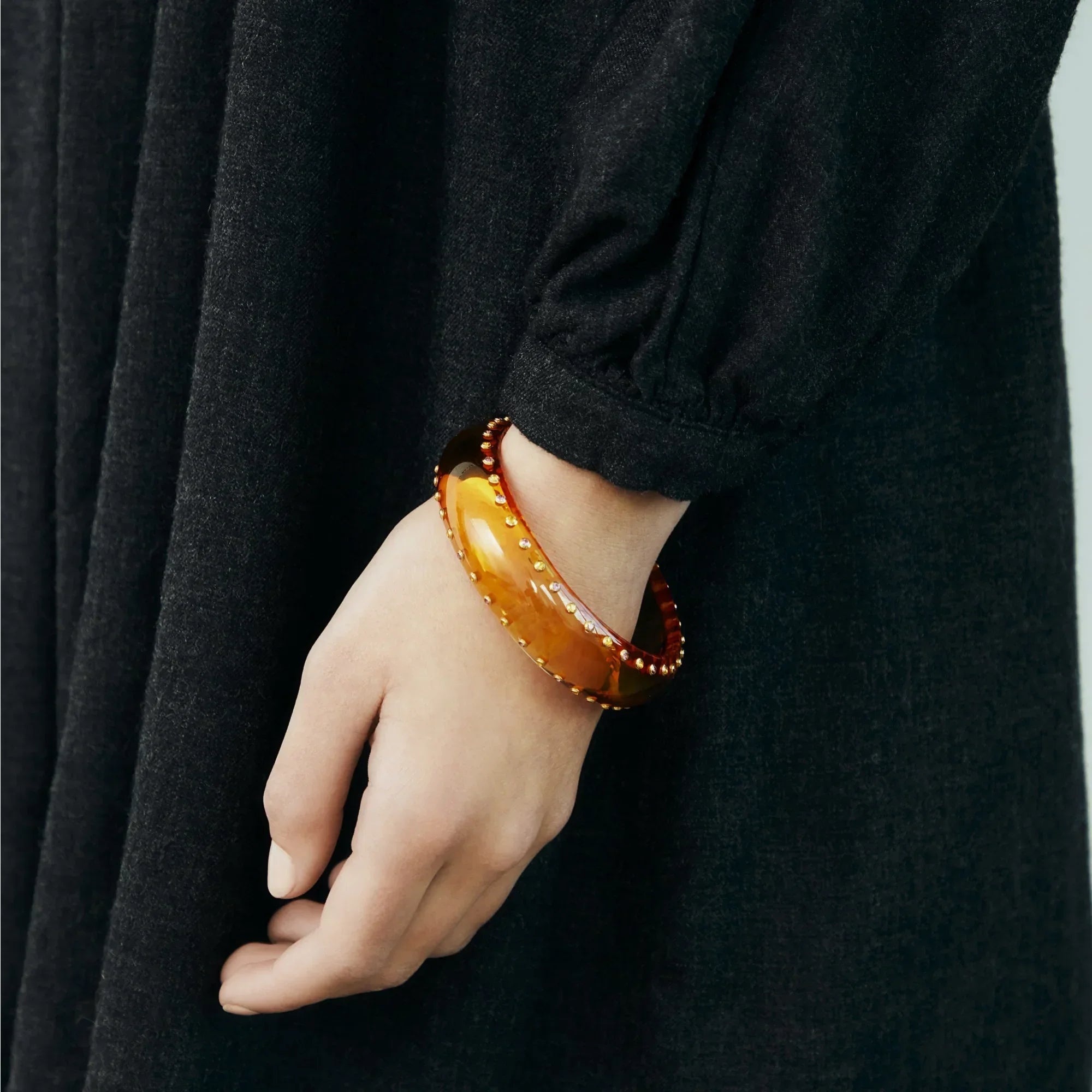 Nicole Bangle | Bakelite bangle with stones that exudes beautiful simplicity.