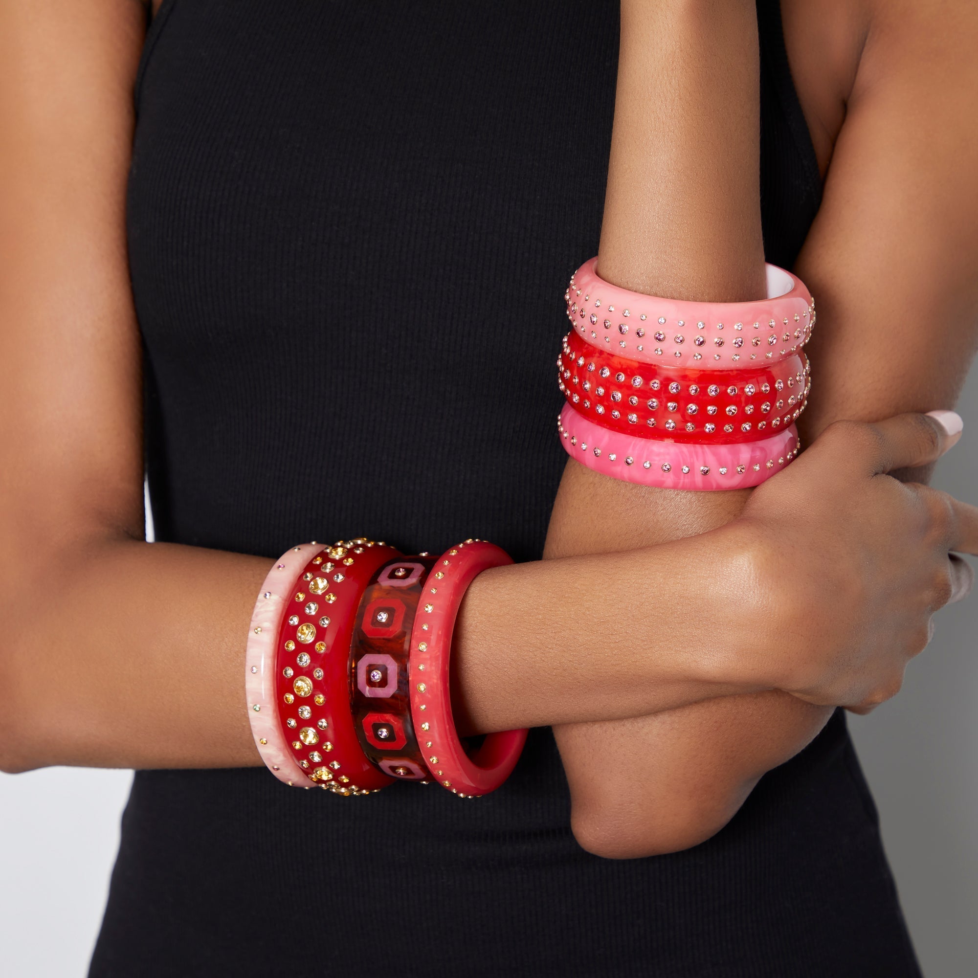 Octavia Bangle | Bakelite With Inlay And Stones.