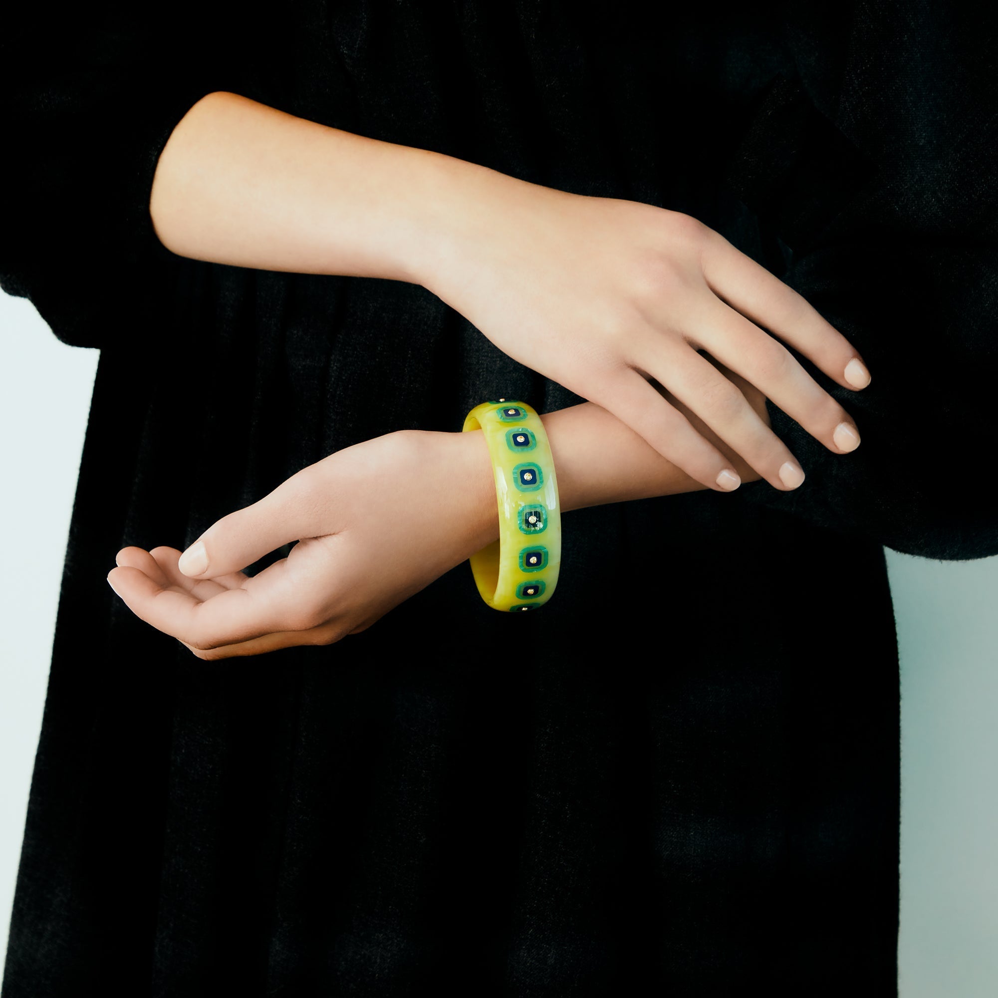 Olivia Bangle | Bakelite With Inlay And Stones.