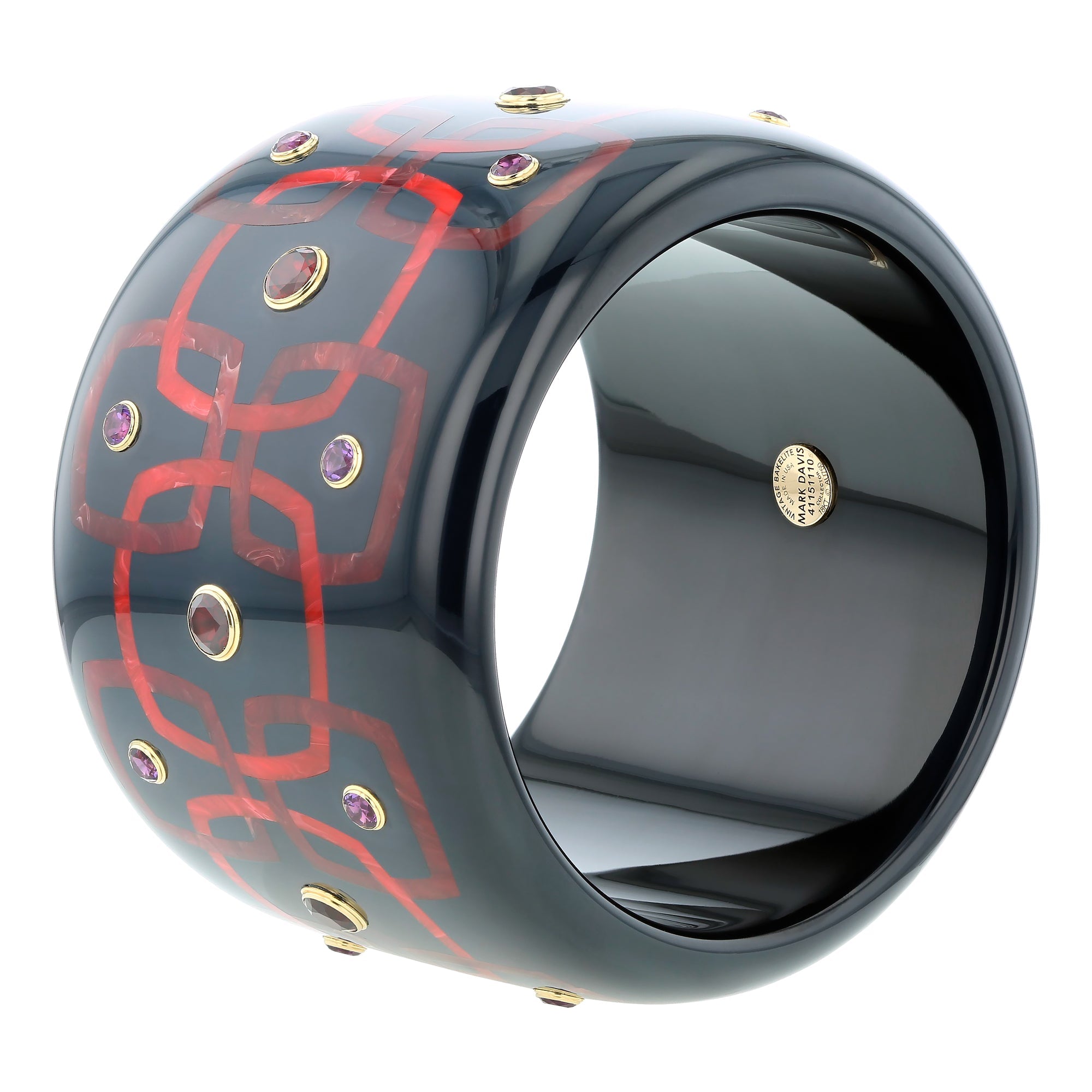 Pacquita Bangle | Bakelite with Inlay and Stones.