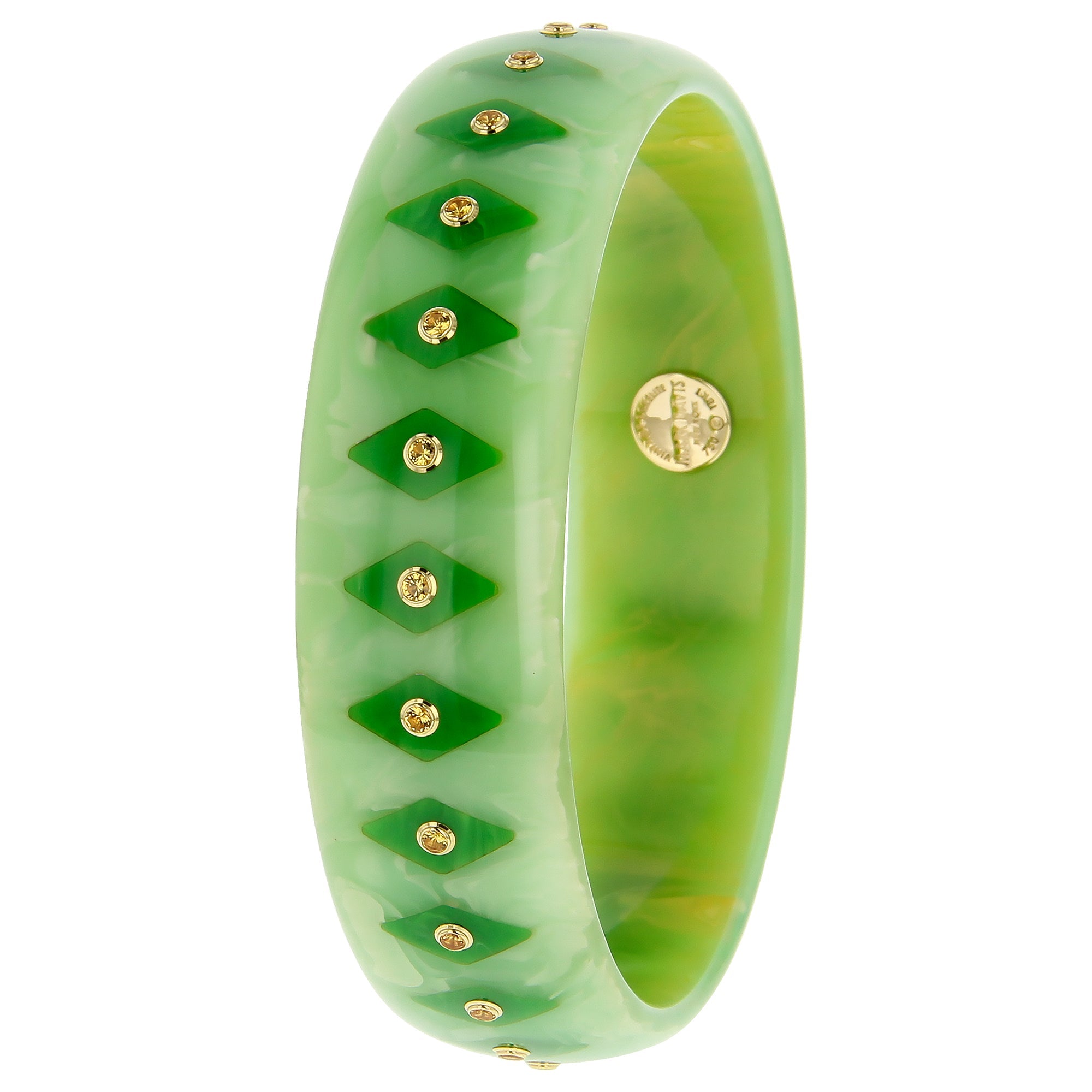 Penelope Bangle | Bakelite bangle with inlay and yellow sapphire stones.