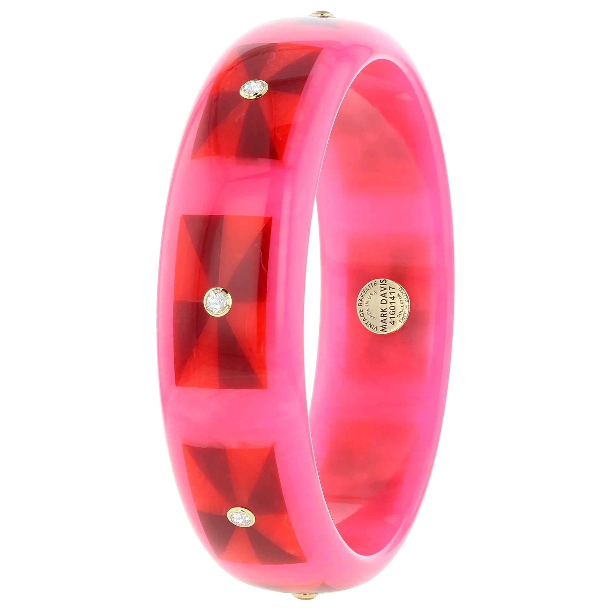 Sawyer Bangle | Bakelite bangle with radial stripe inlay and stones. 