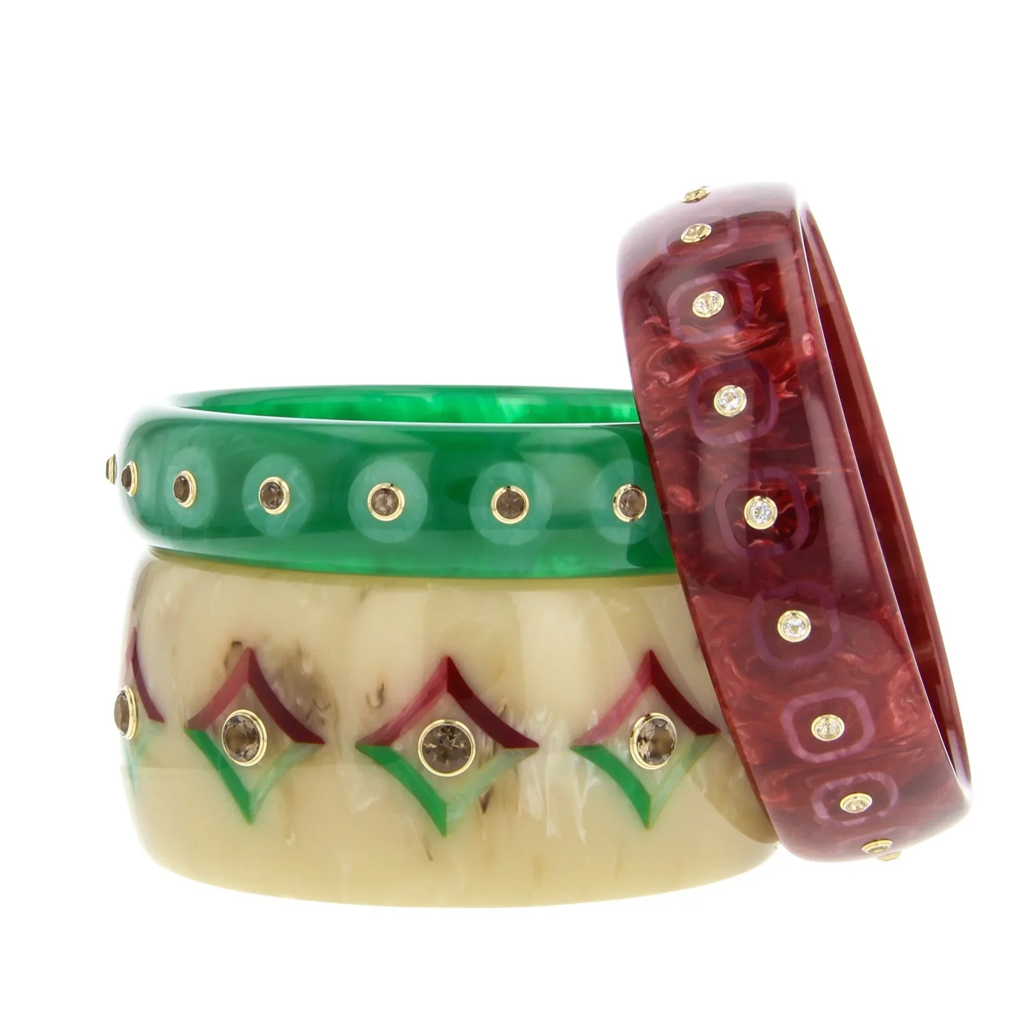 Sophia Bangle | Understated bakelite bangle with inlay and stones.