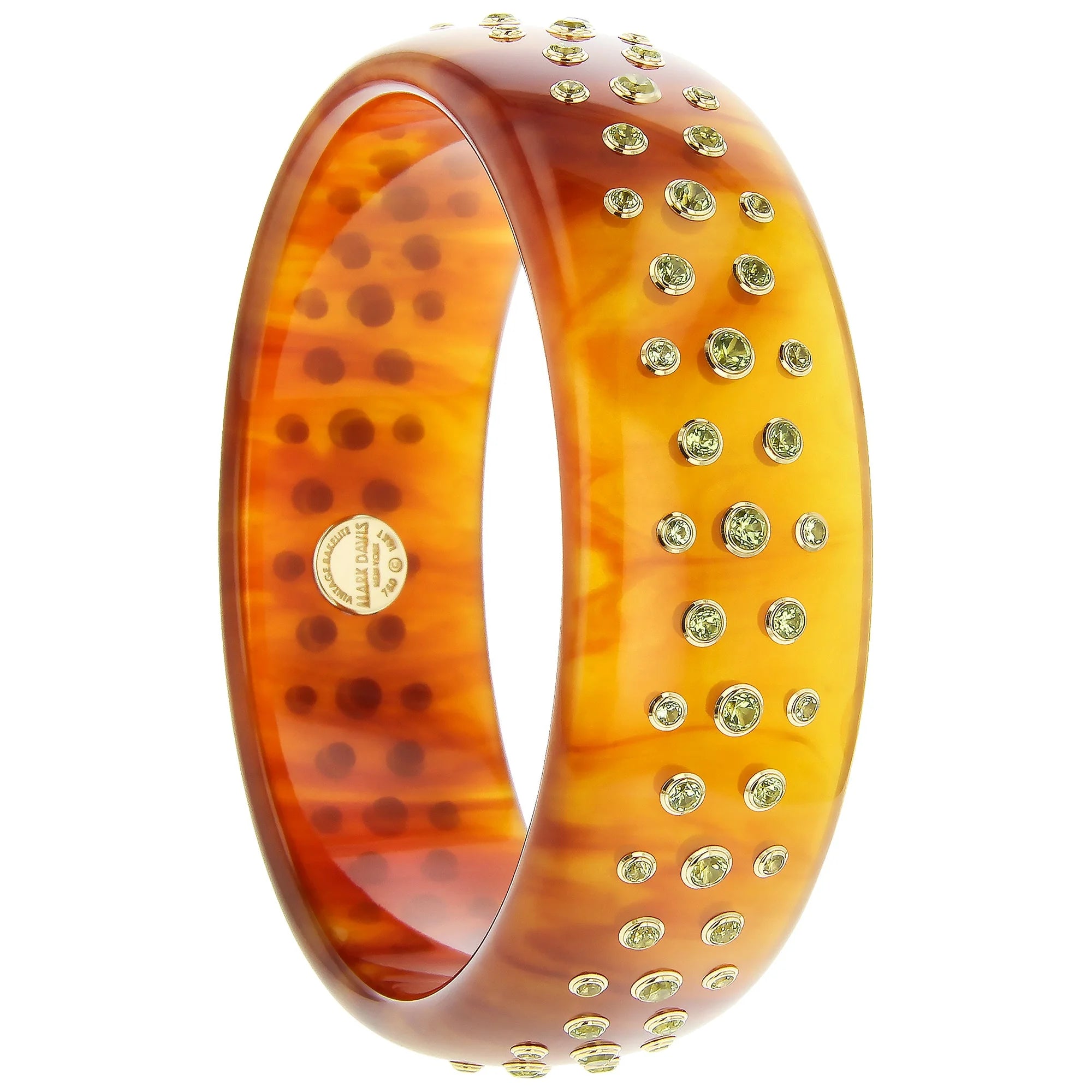 Tess Bangle | Fashionable bakelite bangle with inlay and stones.