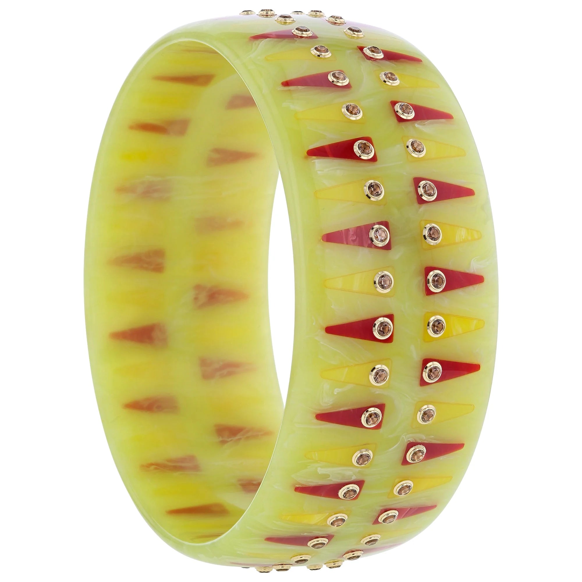 Verity Bangle | Bakelite With Inlay And Stones.