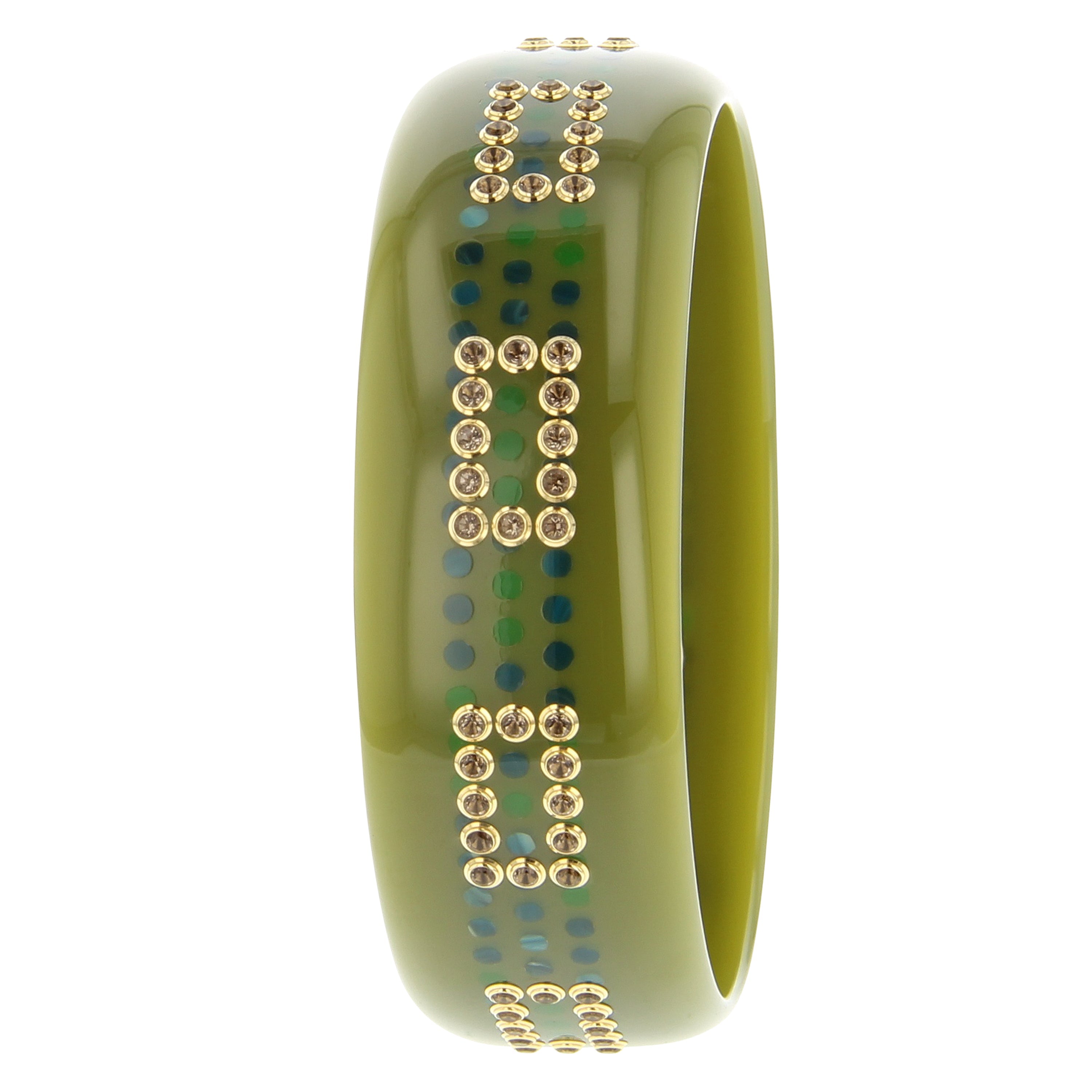 Dorothea Remi Bangle | Dot pattern bangle with inlay and stones.