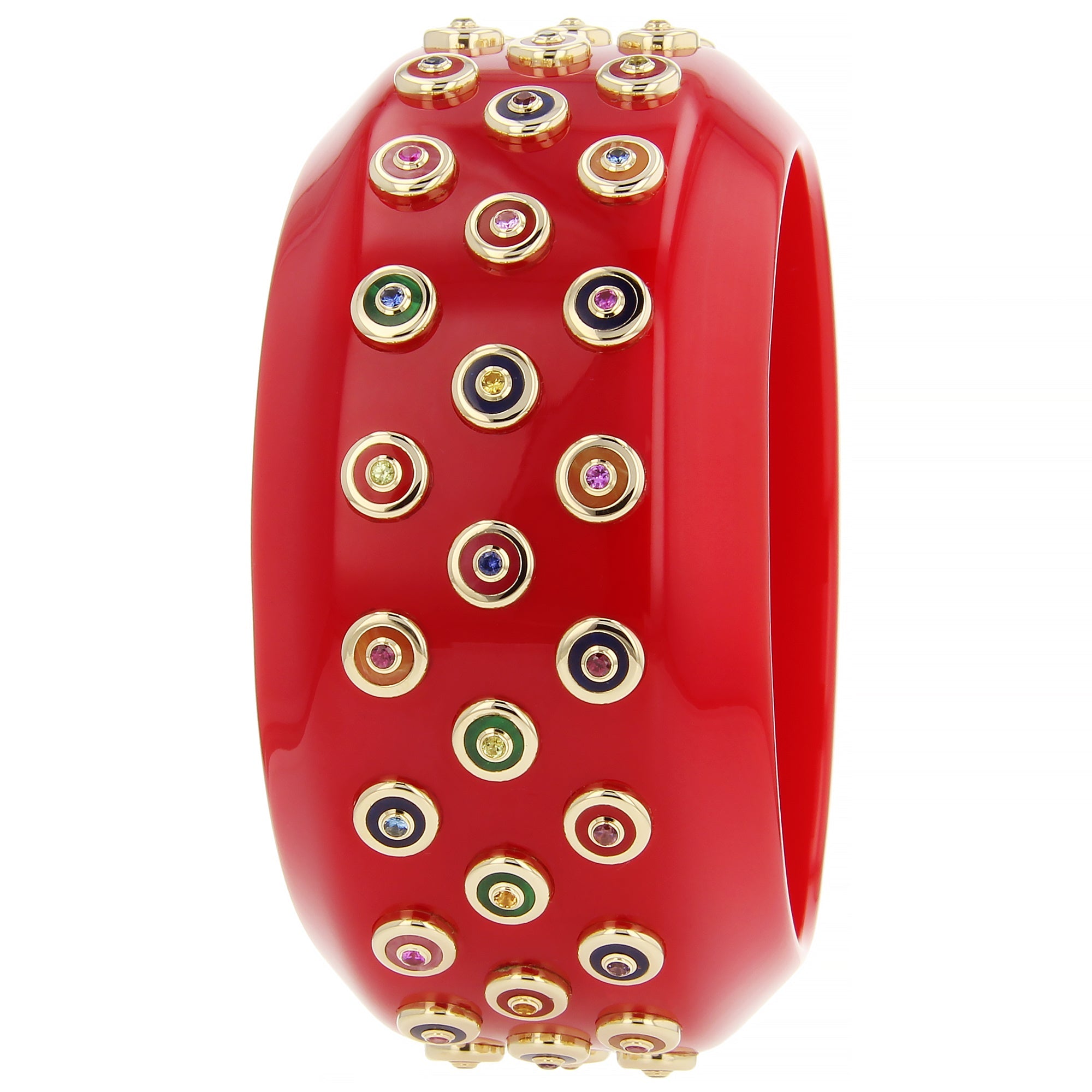 Marilyn III Bangle | Spectacular bakelite bangle with inlay and stones.